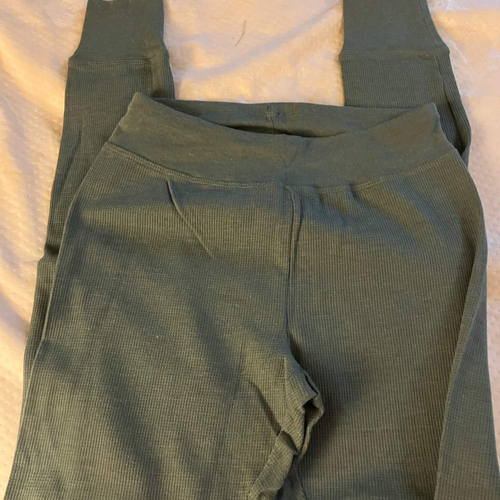 Green Ribbed Leggings